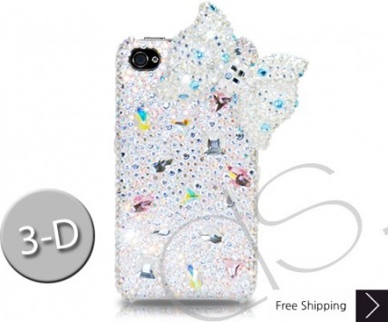 Ribbon 3D Crystallized Swarovski Phone Case - White