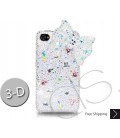 Ribbon 3D Bling Swarovski Crystal iPhone 14 Case iPhone 14 Pro and iPhone 14 Pro MAX Case - White