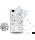 Ribbon 3D Bling Swarovski Crystal iPhone 16 Case iPhone 16 Pro and iPhone 16 Pro MAX Case - White