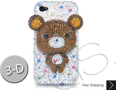 Bear 3D Crystallized Swarovski Phone Case - White