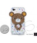 Bear 3D Bling Swarovski Crystal iPhone 15 Case iPhone 15 Pro and iPhone 15 Pro MAX Case - White