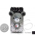 Gradation Bear 3D Bling Swarovski Crystal iPhone 16 Case iPhone 16 Pro and iPhone 16 Pro MAX Case - Black