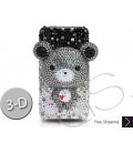 Gradation Bear 3D Crystallized Swarovski Phone Case - Black