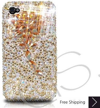 Diamond Flower Crystallized Swarovski Phone Case - Gold