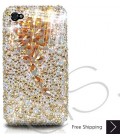Diamond Flower Bling Swarovski Crystal iPhone 15 Case iPhone 15 Pro and iPhone 15 Pro MAX Case - Gold