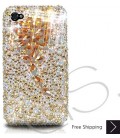 Diamond Flower Bling Swarovski Crystal iPhone 16 Case iPhone 16 Pro and iPhone 16 Pro MAX Case - Gold
