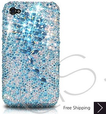 Diamond Flower Crystallized Swarovski Phone Case - Blue