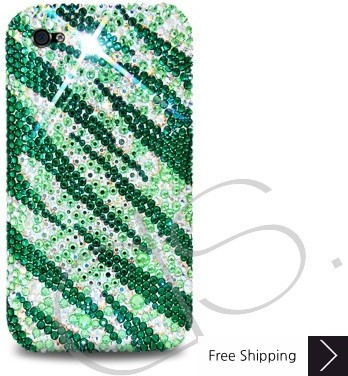 Zebra Wave Crystallized Swarovski Phone Case - Green