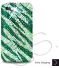Zebra Wave Bling Swarovski Crystal iPhone 15 Case iPhone 15 Pro and iPhone 15 Pro MAX Case - Green