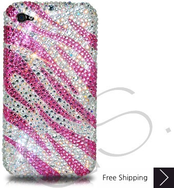 Zebra Wave Crystallized Swarovski Phone Case - Pink