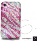 Zebra Wave Bling Swarovski Crystal iPhone 16 Case iPhone 16 Pro and iPhone 16 Pro MAX Case - Pink