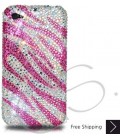 Zebra Wave Bling Swarovski Crystal iPhone 15 Case iPhone 15 Pro and iPhone 15 Pro MAX Case - Pink