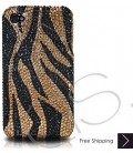 Zebra Bling Swarovski Crystal iPhone 14 Case iPhone 14 Pro and iPhone 14 Pro MAX Case - Gold