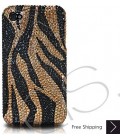 Zebra Bling Swarovski Crystal iPhone 16 Case iPhone 16 Pro and iPhone 16 Pro MAX Case - Gold