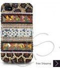 Stripe Print Bling Swarovski Crystal iPhone 15 Case iPhone 15 Pro and iPhone 15 Pro MAX Case - Gold
