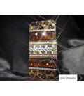 Stripe Print Crystallized Swarovski Phone Case - Gold