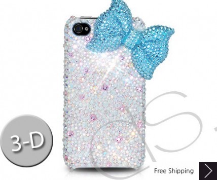 Ribbon 3D Crystallized Swarovski Phone Case - Blue