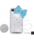 Ribbon 3D Bling Swarovski Crystal iPhone 16 Case iPhone 16 Pro and iPhone 16 Pro MAX Case - Blue