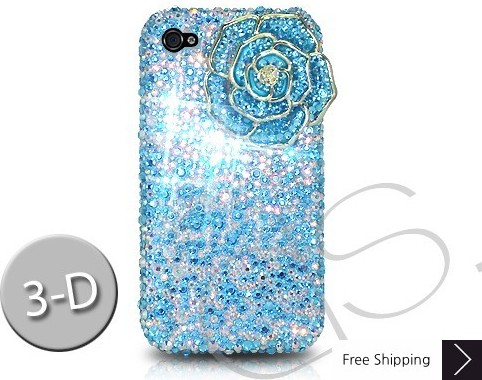Rose 3D Crystallized Swarovski Phone Case - Blue