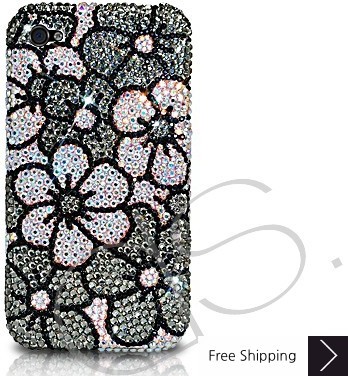 Blossom Crystallized Swarovski Phone Case - Black