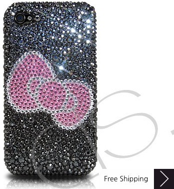 Ribbon Crystallized Swarovski Phone Case - Black