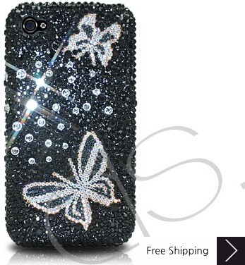 Butterfly Crystallized Swarovski Phone Case - Black