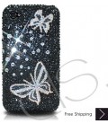 Butterfly Bling Swarovski Crystal iPhone 15 Case iPhone 15 Pro and iPhone 15 Pro MAX Case - Black