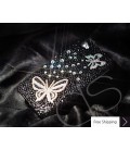蝶のクリスタルスワロフ スキー電話ケース - ブラック
