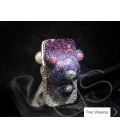 Gradation Bear 3D Flip Crystallized Swarovski Phone Case - Purple