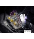 Gradation Bear 3D Flip Crystallized Swarovski Phone Case - Purple