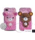 Bear 3D Flip Bling Swarovski Crystal iPhone 15 Case iPhone 15 Pro and iPhone 15 Pro MAX Case - Pink