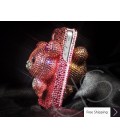 Bear 3D Flip Crystallized Swarovski Phone Case - Pink