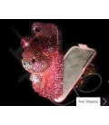 Bear 3D Flip Crystallized Swarovski Phone Case - Pink