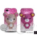 Gradation Bear 3D Flip Bling Swarovski Crystal iPhone 14 Case iPhone 14 Pro and iPhone 14 Pro MAX Case - Pink