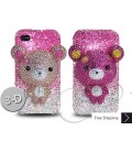 Gradation Bear 3D Flip Bling Swarovski Crystal iPhone 16 Case iPhone 16 Pro and iPhone 16 Pro MAX Case - Pink