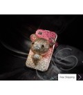 Gradation Bear 3D Flip Crystallized Swarovski Phone Case - Pink