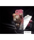 Gradation Bear 3D Flip Crystallized Swarovski Phone Case - Pink