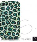 Leopardo Bling Swarovski Crystal iPhone 16 Case iPhone 16 Pro and iPhone 16 Pro MAX Case - Green