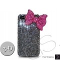 Ribbon 3D Bling Swarovski Crystal iPhone 15 Case iPhone 15 Pro and iPhone 15 Pro MAX Case - Magenta