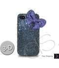 リボンの 3 D クリスタルスワロフ スキー電話ケース - 紫