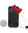Red Ribbon Bling Swarovski Crystal iPhone 14 Case iPhone 14 Pro and iPhone 14 Pro MAX Case - Black
