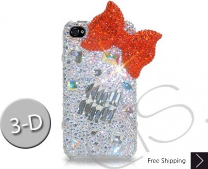 Cubical Ribbon 3D Crystallized Swarovski Phone Case - Red