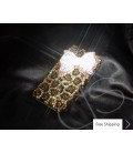 White Ribbon 3D Crystallized Swarovski Phone Case - Leopardo