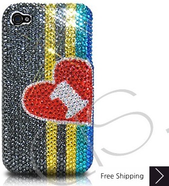 Stripe Hearts Crystallized Swarovski Phone Case