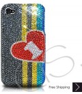 Stripe Hearts Bling Swarovski Crystal iPhone 15 Case iPhone 15 Pro and iPhone 15 Pro MAX Case