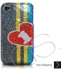 Stripe Hearts Bling Swarovski Crystal iPhone 16 Case iPhone 16 Pro and iPhone 16 Pro MAX Case