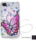 Butterfly Fantasy Bling Swarovski Crystal iPhone 16 Case iPhone 16 Pro and iPhone 16 Pro MAX Case - Pink 