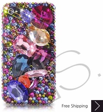 Colorato 3D Swarovski Crystal Phone Case - Blue 