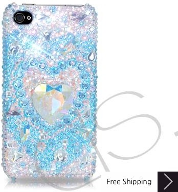 Cubic Heart Swarovski Crystal Phone Case - Silver 