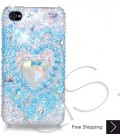 Cubic Heart Bling Swarovski Crystal iPhone 14 Case iPhone 14 Pro and iPhone 14 Pro MAX Case - Silver 